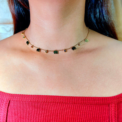 Multicolor elephant beads necklace