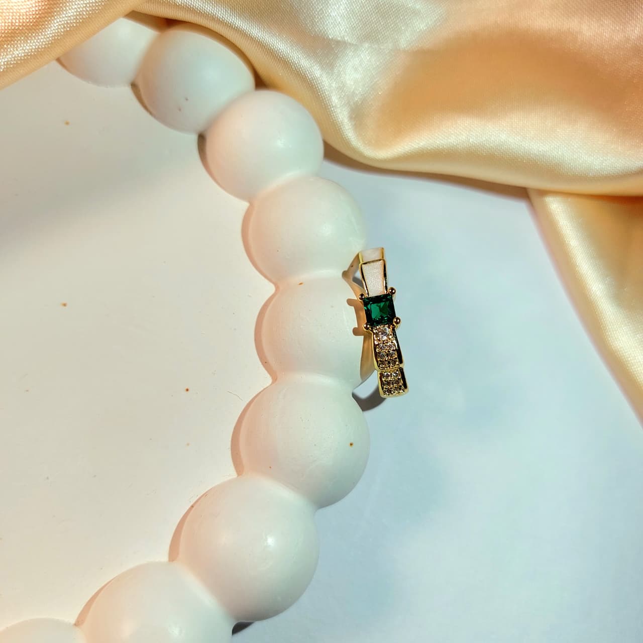 Green gemstone emerald ring